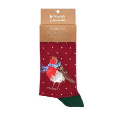 ladies robin christmas socks